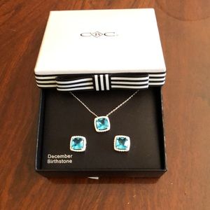 NWT CBC December Birthstone Necklace and Earring Set